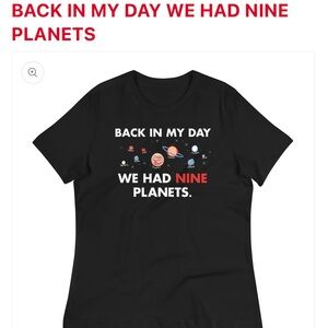 Snorg tees Woman’s medium black graphic tee “Back in my day we had nine planets”